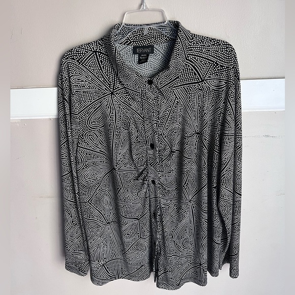 Lane Bryant Tops - Lane Bryant Black and White Polka Dot Blouse Size 22/24